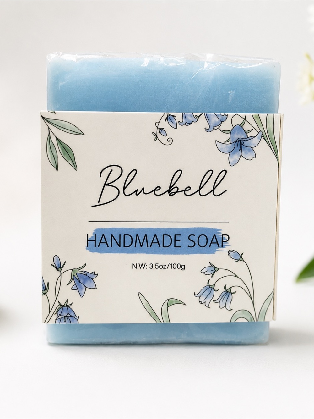 Bluebelle scented Light Blue Handmade Soap Bar square 3.5 oz Brand New